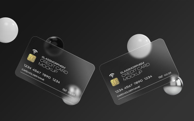 Mockup di carta di credito effetto vetro Vol 05