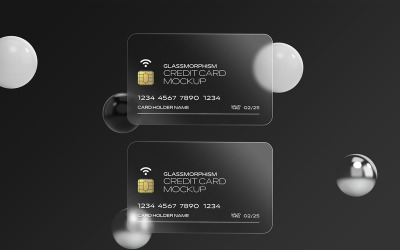 Mockup di carta di credito effetto vetro Vol 06
