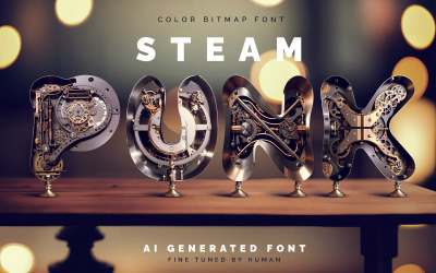 SteampunkAi - Fuente de mapa de bits en color