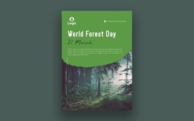 Wereld bos dag flyer sjabloon natuur bos posterontwerp