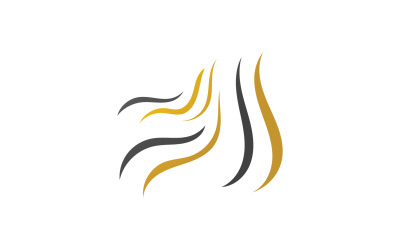 Czarno-złote logo w stylu fali włosów v34