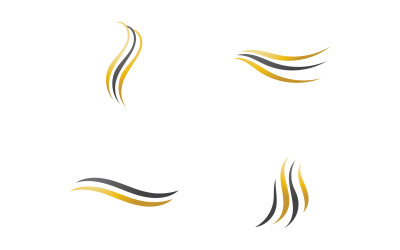 Czarno-złote logo w stylu fali włosów v56