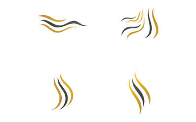 Czarno-złote logo w stylu fali włosów v59