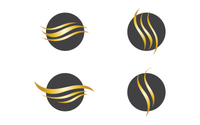 Styl fali włosów czarno-złoty wektor logo wersja 49
