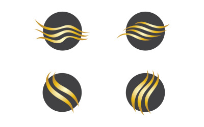 Styl fali włosów czarno-złoty wektor logo wersja 51