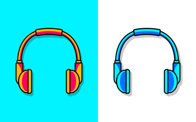 Auriculares Coloridos Icono Logo Música Vector Ilustración