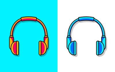 Auriculares Coloridos Icono Logo Música Vector Ilustración