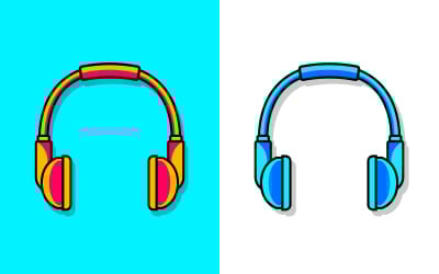 Buntes, Kopfhörer, Symbol, Logo, Musik, Vektor, Illustration
