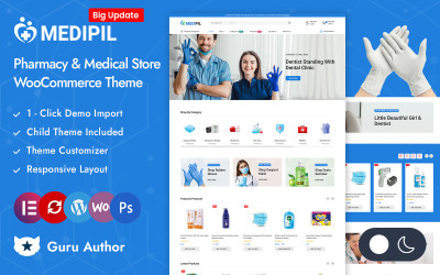 Medipil — адаптивная тема Elementor WooCommerce для аптек и медицинских магазинов