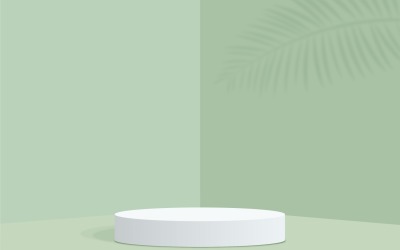 Circular podium stage and Corner background With palm tree leaves shadow 3d rendering