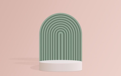 Cirkulär podiescen och ljusrosa bakgrund med geometrisk form