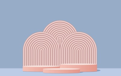 Cirkulär podium scen och ljusrosa geometrisk form bakgrund