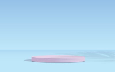 Escenario de podio circular y representación 3d de fondo azul