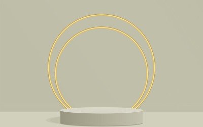 kör alakú pódium színpad és két sárgaréz gyűrű háttér 3d rendering