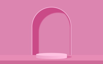 Ljusrosa cirkulär podium scen och flamingo bakgrund 3d-rendering