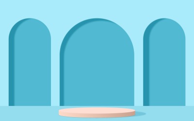 Palco circolare del podio e rendering 3d dello sfondo della vetrina rotonda