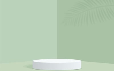 Palco circolare del podio e sfondo angolare con foglie di palma ombra rendering 3d
