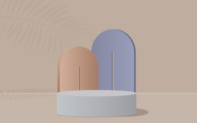 Runda podium och scendesign med palmträd löv skugga bakgrund