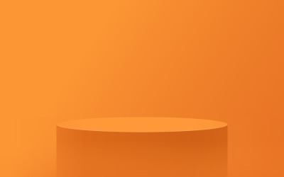Scène de podium circulaire et rendu 3d de fond orange