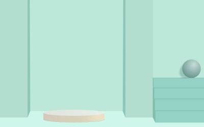 Vitrine de pódio moderno para apresentação de produtos com forma geométrica e fundo de estaleiros