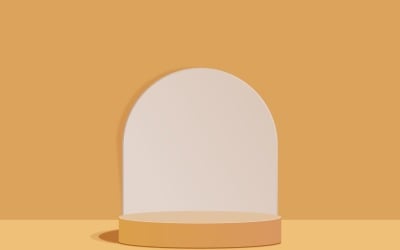 yellow circular podium stage and showcase background 3d rendering