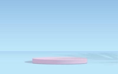 圆形讲台舞台和蓝色背景 3d 渲染