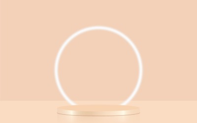 cirkulär podium scen och vit färg ring bakgrund 3d-rendering