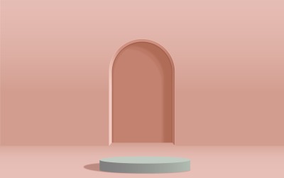 escenario de podio circular de color liso y representación 3d de fondo de escaparate de color rosa