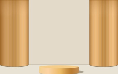 gyllene färg cirkulär podium scen och gyllene färg bakgrund 3d-rendering