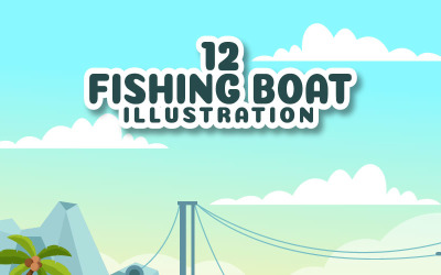 12 halászcsónak vektoros illusztráció