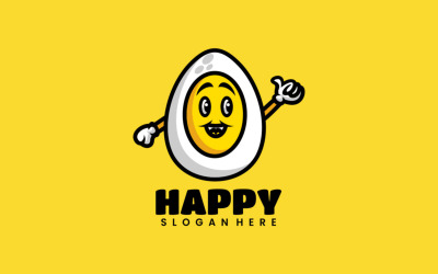 Logo de mascotte simple oeuf heureux
