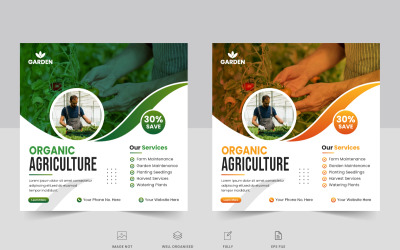 农业农场服务社交媒体帖子横幅模板和农业和农业网页横幅设计