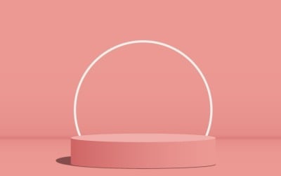 rosa farbe kreisförmige podium bühne und weißer farbring hintergrund 3d-rendering.
