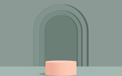 rosa färg cirkulär podium scen och grön färg bakgrund 3d-rendering