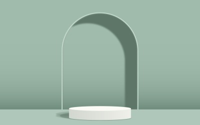 Scène de podium circulaire de couleur blanche et rendu 3d d&amp;#39;arrière-plan de vitrine.
