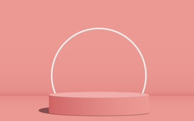 scène de podium circulaire de couleur rose et fond de bague de couleur blanche rendu 3d.