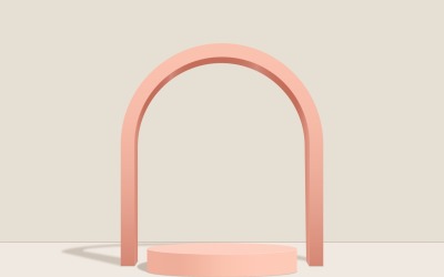 scène de podium circulaire de couleur rose et fond de vitrine rendu 3d
