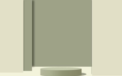 scène de podium circulaire de couleur vert foncé et fond de vitrine bicolore rendu 3d