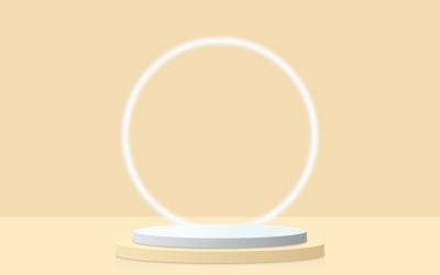 två färg cirkulär podium scen och vit färg ring bakgrund 3d-rendering
