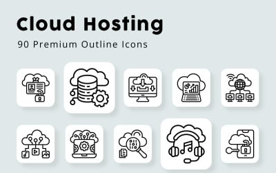 Iconos de contorno de alojamiento en la nube