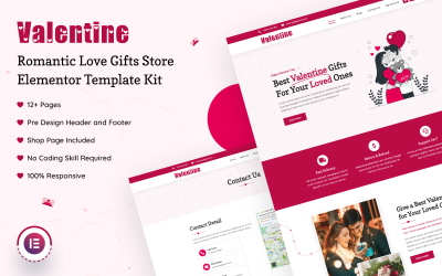 Valentine - Romantischer Liebesgeschenkeladen Elementor Template Kit