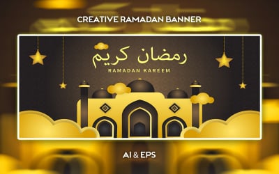 Conception de bannière de vecteur de Ramadan créatif