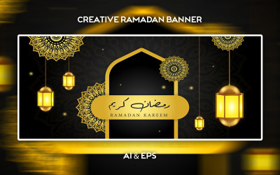 Conception de bannière vectorielle Ramadan Mubarak