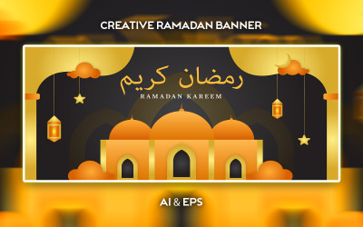 Conception de modèle de bannière de vecteur de Ramadan créatif