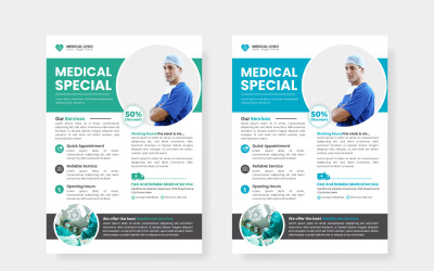 healthcare square flyer or  vector  banner with doctor theme