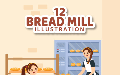 Ilustración de Vector de molino de pan 12