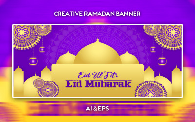 Minimalistyczny projekt transparentu wektorowego Eid-ul-Fitr Mubarak