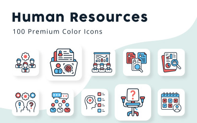 Ícones de cores mínimas de recursos humanos
