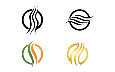 Logo del design dell&amp;#39;onda della linea dei capelli e vettore di simboli v52