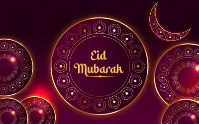 Islamic Style Eid Mubarak with Arabesque Decorative Background
